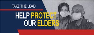 Graphic of a caregiver and an older patient: Take the Lead, Help Protect Our Elders